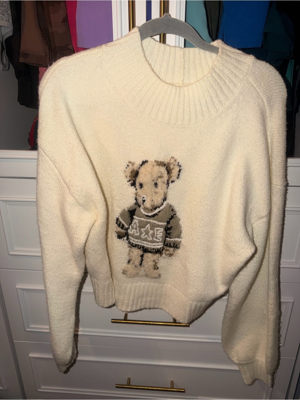 AE Cream Teddy Bear Knit Sweater - Women